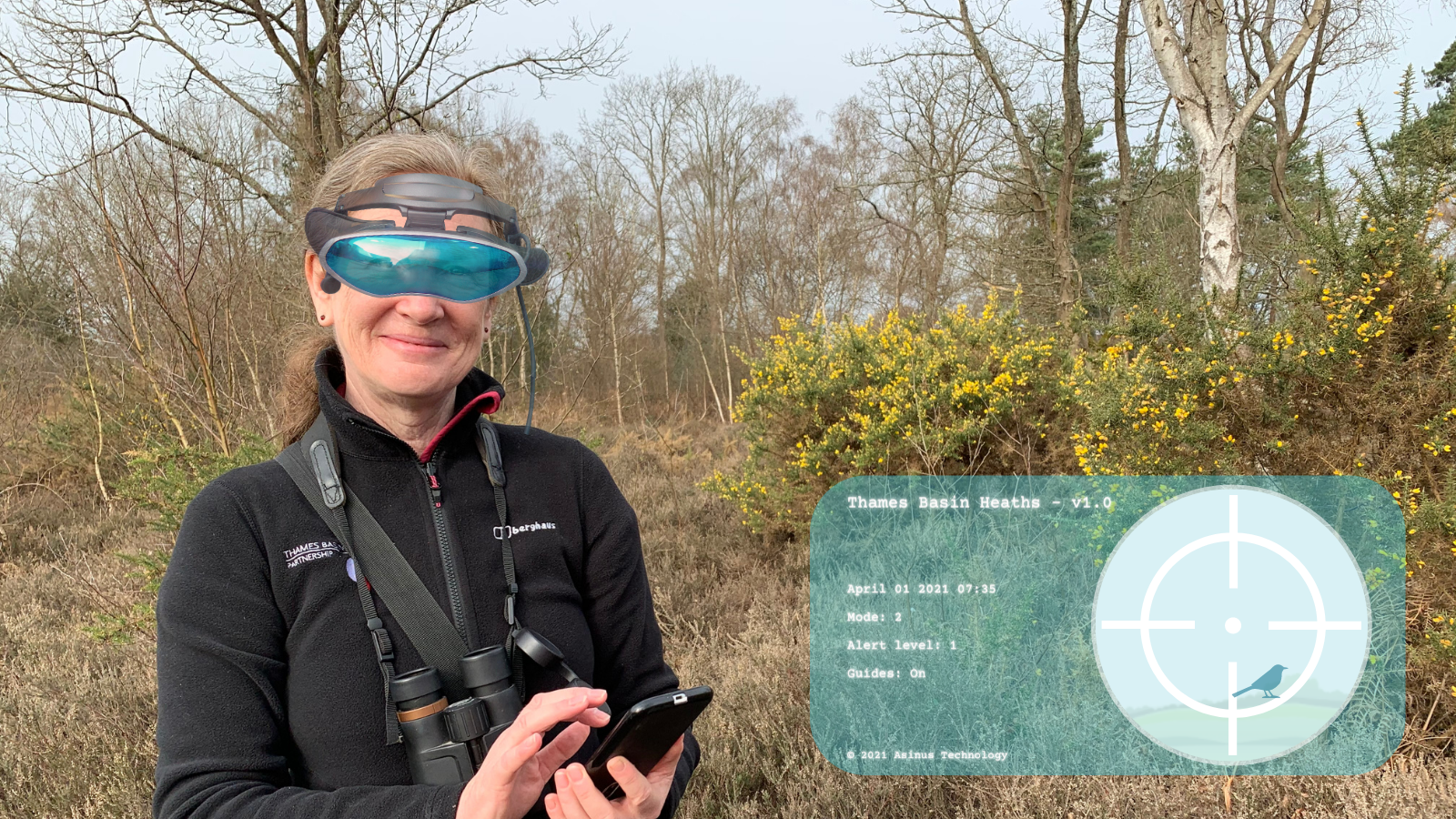 Photograph of team member demonstrating headset.