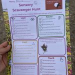 Photo of a Sensory Scavenger Hunt activity sheet for use in a heathland setting